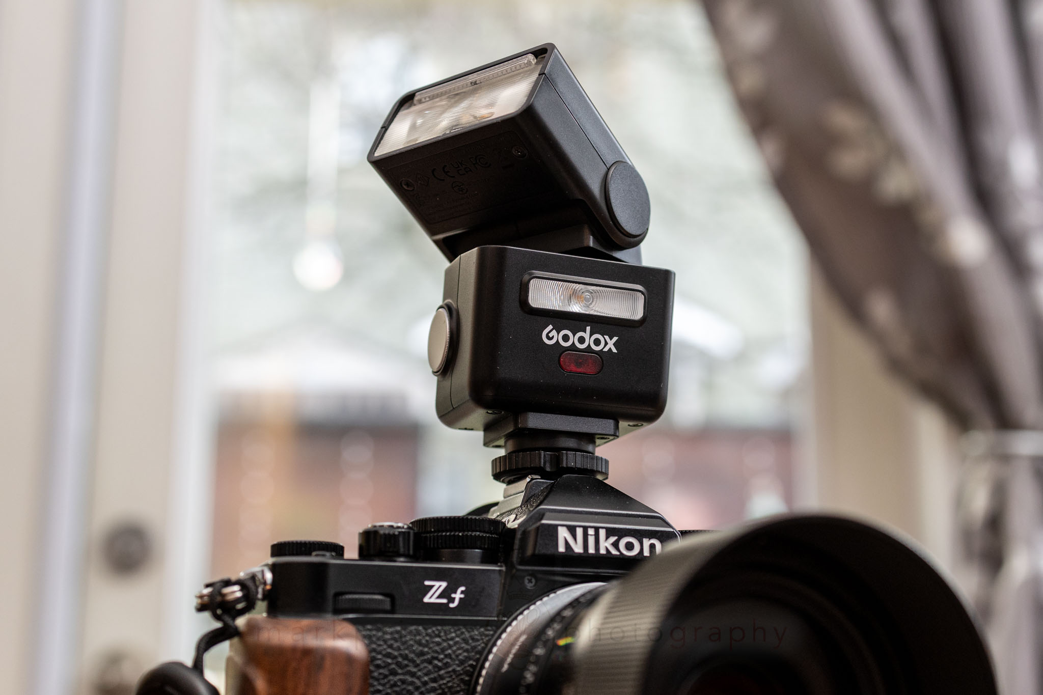 The new Godox modular flash, on a Nikon Zf.